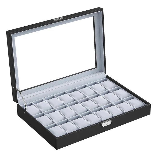 Songmics Uhrenbox abschliebare Uhrenschatulle Organizer fr Uhren mit 24 Fc