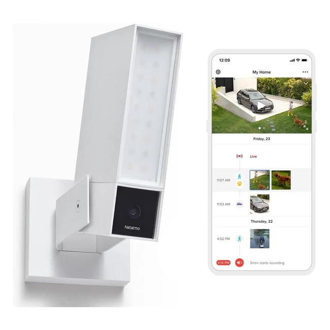Netatmo Smart Outdoor Surveillance Camera 105dB Siren WiFi Lighting Motion Detection Night Vision