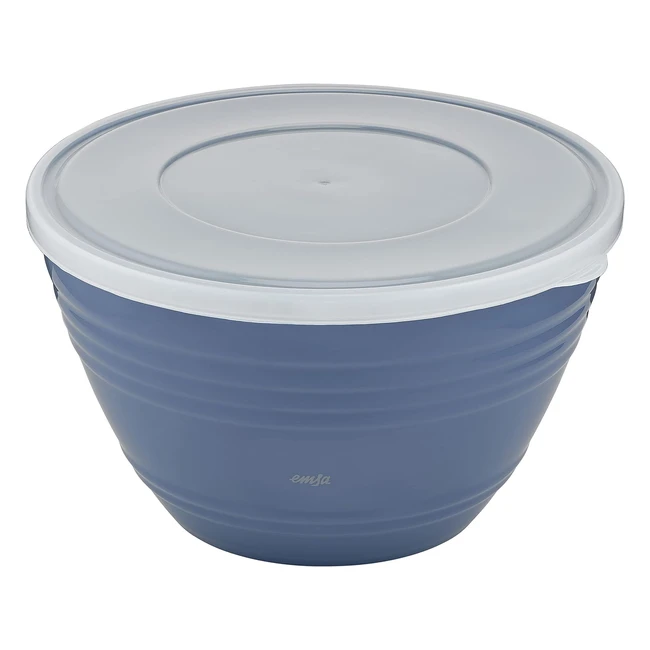Emsa K32541 Prepbake Kunststoffrührschüssel 415 L - Konservierender Deckel - Rutschfester Boden - Spülmaschinenfest - Blau