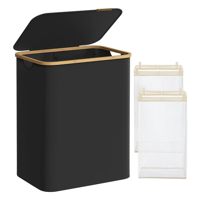 SONGMICS Wschekorb 2 Fcher 130L Wschekorb mit Deckel faltbarer abnehmbare