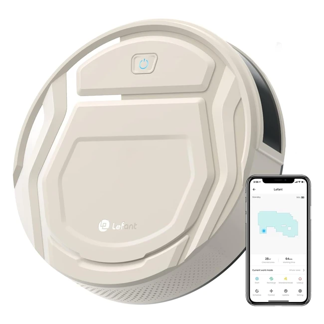 Lefant Aspirateur Robot Mince 2200Pa Silencieux 55db Connecté WiFi Bluetooth Alexa App 120min Autonomie Autocharge Idéal Pour Poils d'Animaux Sols Durs M210P Champagne