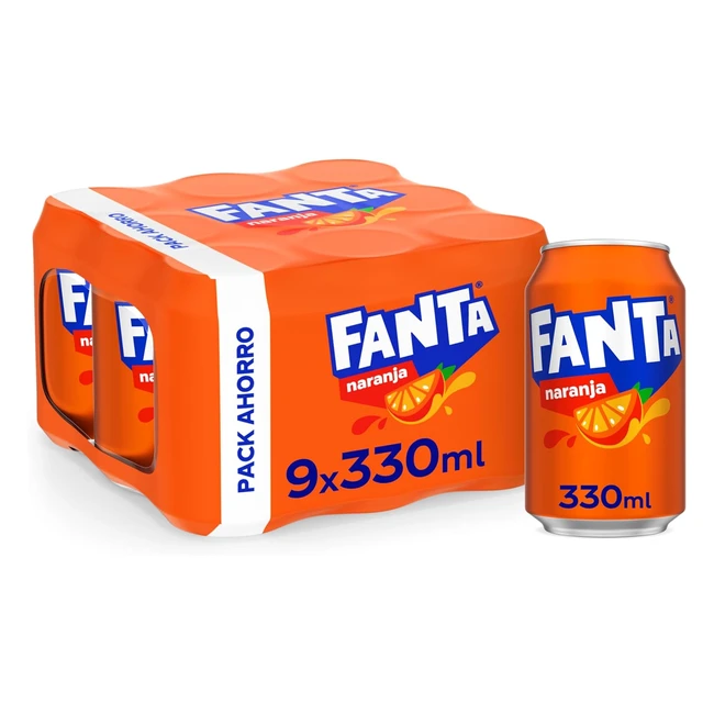 Fanta Naranja Refresco 8% Zumo de Naranja Pack 9 Latas 330ml