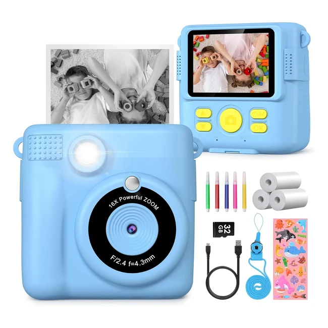 Fotocamera istantanea per bambini GoFunly 12MP 1080P HD 24 pollici con 32GB sche