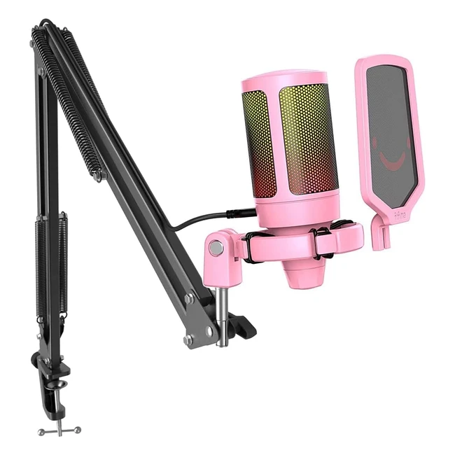 FIFINE USB Microfono Kit per PC Gaming PS5 RGB - Condensatore da Tavolo - PlugP