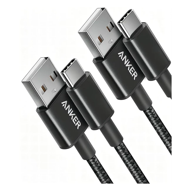 Anker Cable USB C Lot de 2 Cables de Charge USB-A vers USB-C 331 Double Tress en