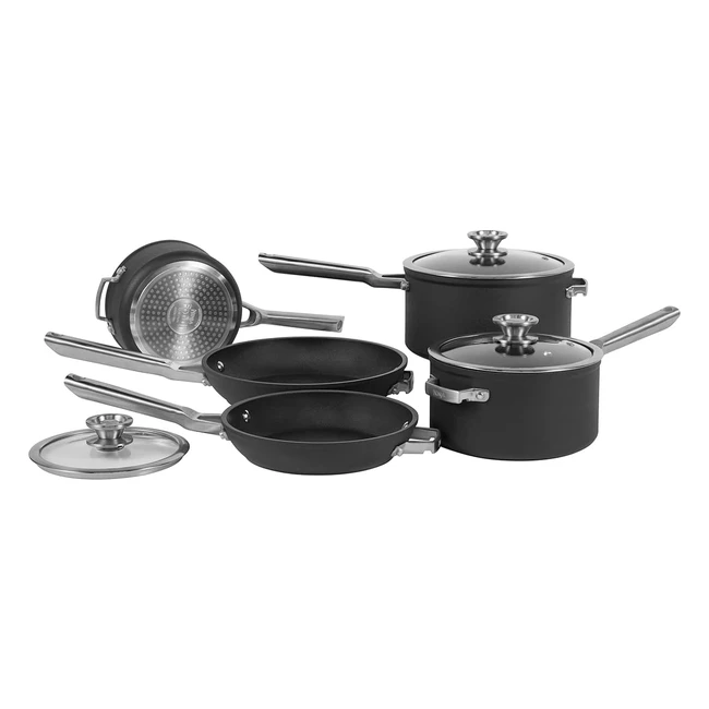 Ninja ZeroStick Cookware 5-Piece Pan Set - Nonstick Oven-Safe Glass Lids Hard 