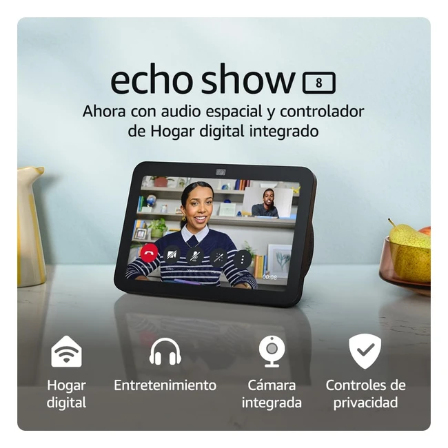 Echo Show 8 3 Generación - Modelo 2023 - Pantalla Táctil HD - Audio Espacial - Controlador Hogar Digital - Alexa - Antracita