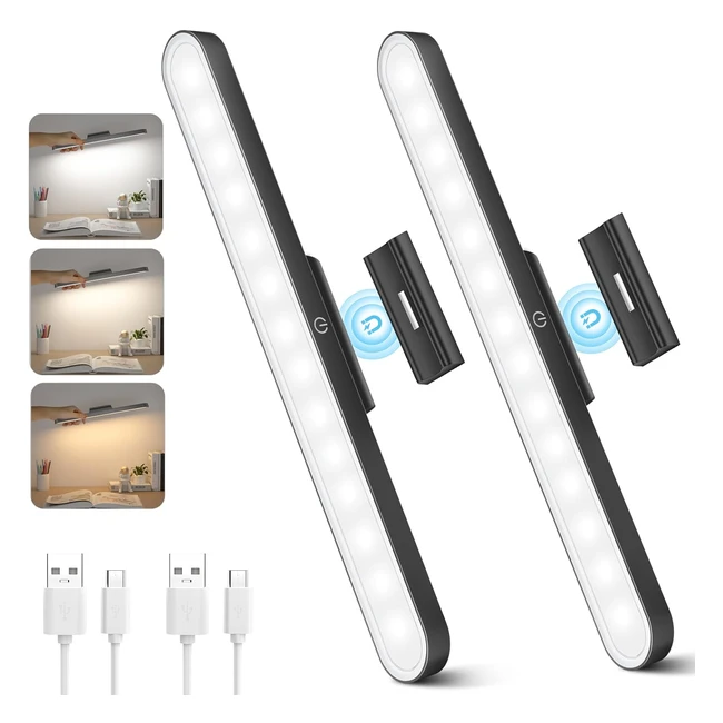 Topplee Luce LED Sottopensile 2Pezzi Touch Control Dimmerabile USB Ricaricabile