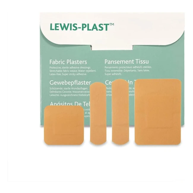 Lewisplast Premium atmungsaktive Stoffpflaster Box mit 100 wasserdichten Pflastern medizinischer Grad für kleine Schnitte und Abschürfungen