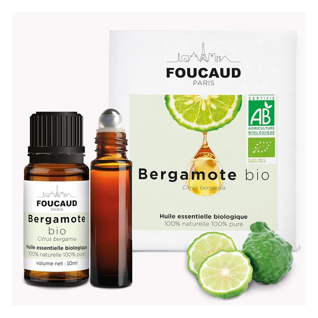 Foucaud Olio Essenziale di Bergamotto 100% Naturale Roll On Incluso - Purificante Aria e Antistress - Marca Francese