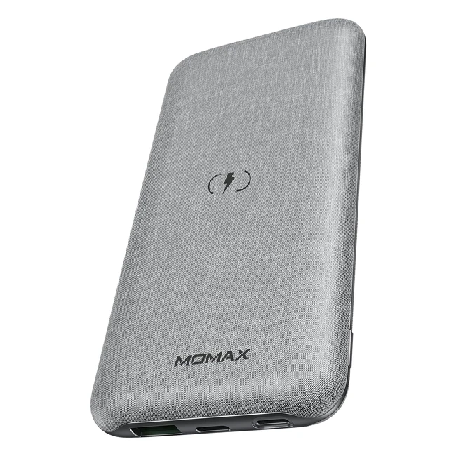 Momax Wireless Power Bank 10000mAh MFi PD QC 30 USB-C Charger - Light Grey