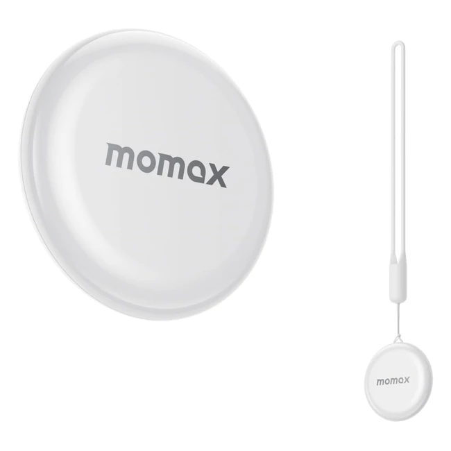 Momax Key Tracker Locator Tag Works with Apple Find My - Portable Smart Tracker with Strap - IP66 Waterproof - White 1Pack