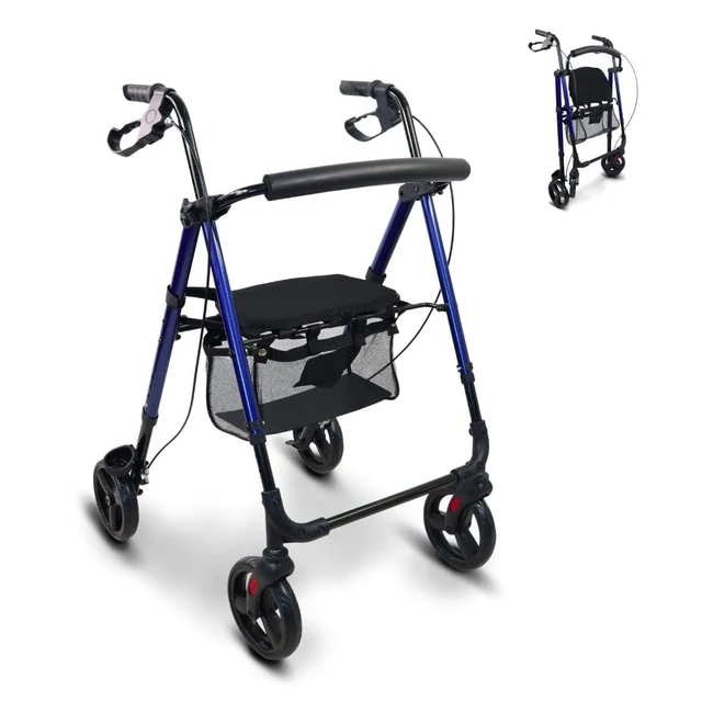 Andador plegable ligero para adultos - Mobiclinic Ref.1234 - Regulable con asiento y 4 ruedas