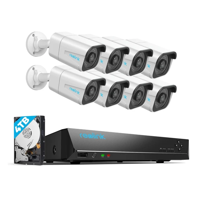 Kit Videosorveglianza 4K Reolink NVR 16CH 4TB 8x Telecamere Esterno IP67 Visione