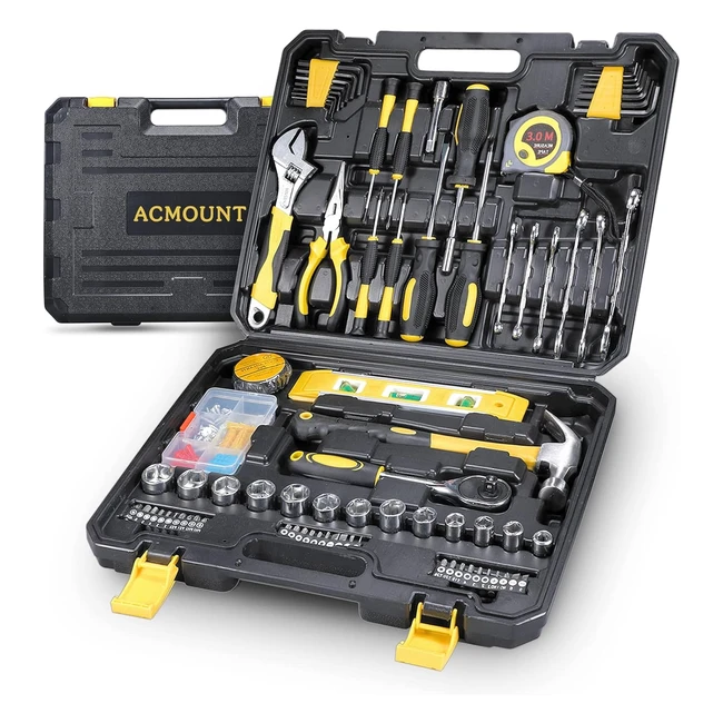 Cassetta Attrezzi Completa ACMOUNT Valigetta Attrezzi 140 Pezzi - Set Cacciavite Chiavi a Cricchetto Pinze - Lavoro Fai Da Te Portatile