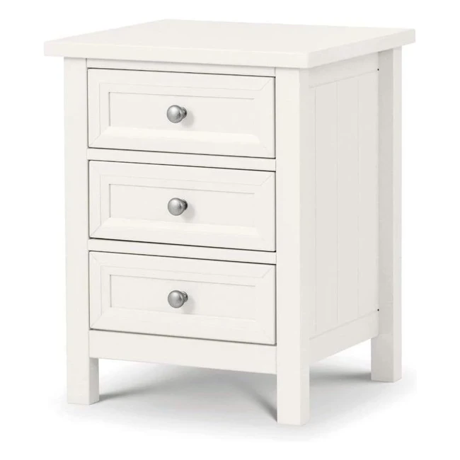 Julian Bowen Maine 3 Drawer Bedside - Surf White - Height 61 Width 48 Depth 44cm - New England Style