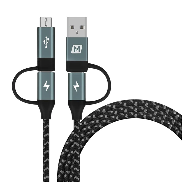 Momax Multi Charging Cable 4 in 1 Nylon Braided USB C x2Micro USBUSB Ports 3A