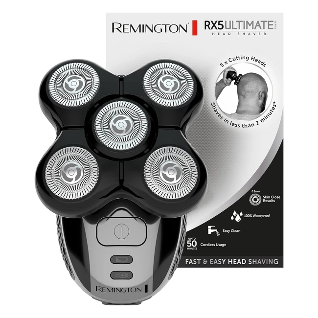 Remington Glatzen Rasierer XR1501 - Elektrisch, Lithium, Schwarz - 5 Scherköpfe - Glattes Rasurergebnis