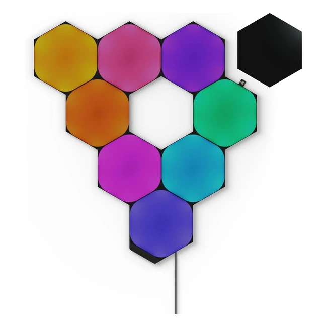 Nanoleaf Shapes Ultra Black Hexagon Starter Kit 9 Smart Light Panels LED RGBW Mo