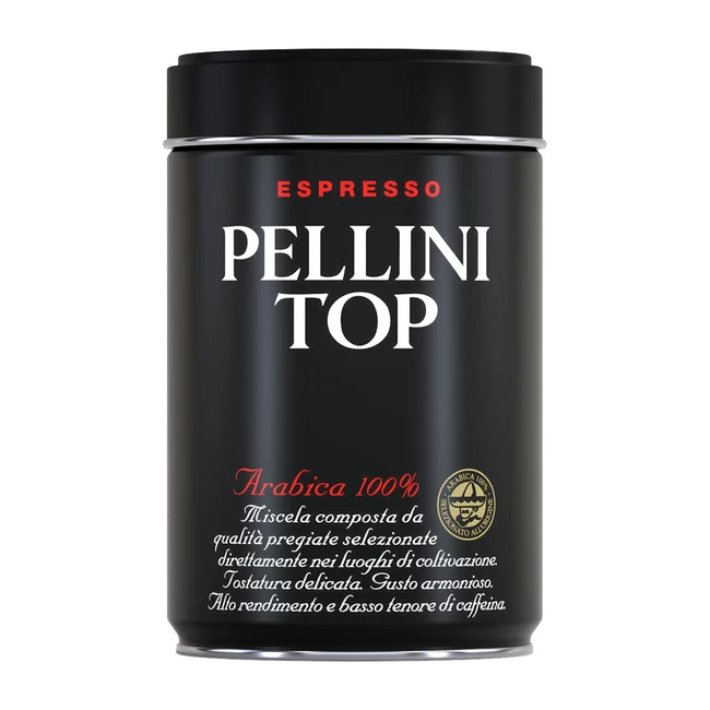 Pellini Coffee Top 100 Arabica gemahlener Kaffee für Kaffeemaschine mit intensivem und umhüllendem Aroma 100 Arabica Mischung zarte Röstung 250 g Pack