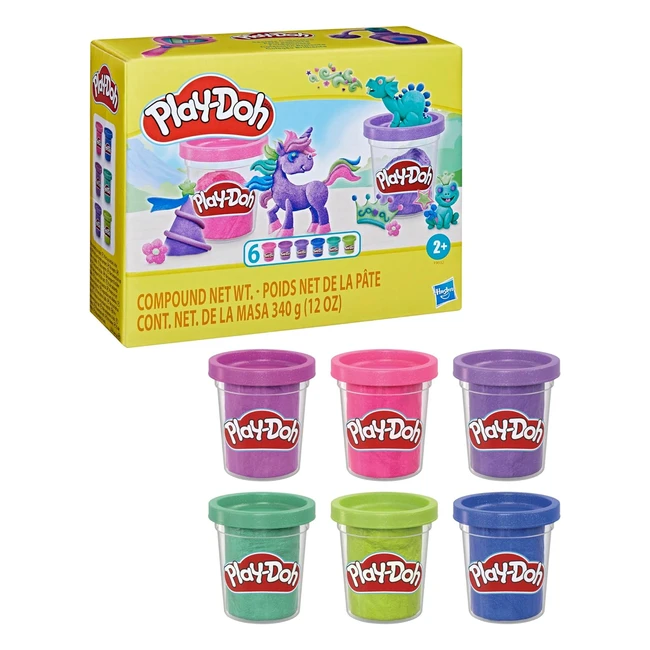 Play-Doh Sparkle Collection 6 Pack - Metallic Shine - Vibrant Jewel Tones - Glitter - Shareable 56g Cans