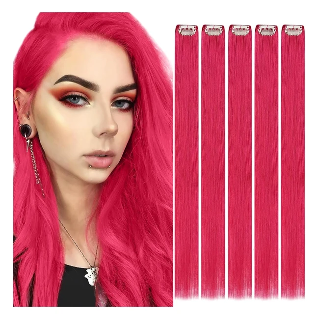Extension  clip cheveux naturels rose Remy 16 pouces 5 pices