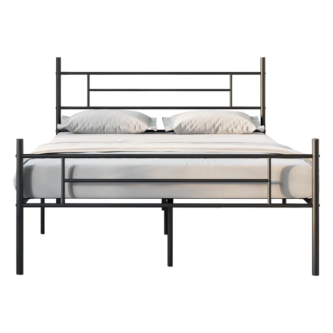 Novilla 305cm Metal Small Double Bed Frame with Headboard and Footboard Steel Sl