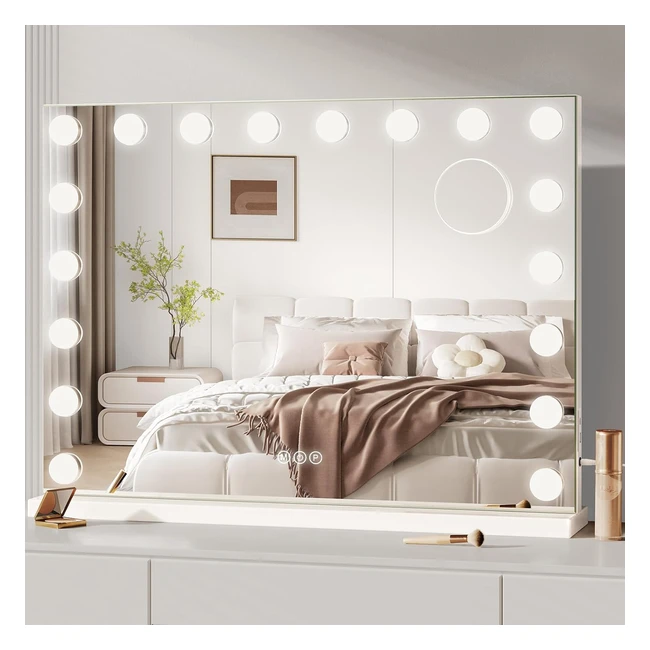 Specchio da trucco Dripex 80x60cm Hollywood con luci led 18 lampadine 3 colori luce regolabile bianco