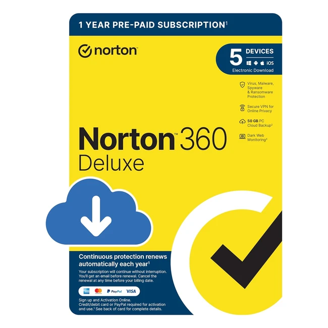 Norton 360 Deluxe 2024 Antivirus Software for 5 Devices  Secure VPN  Password 