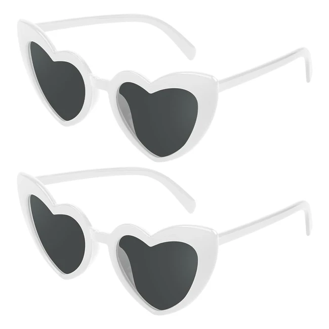 Lunettes de soleil en forme de coeur Ainiv UV400 - 2 paires