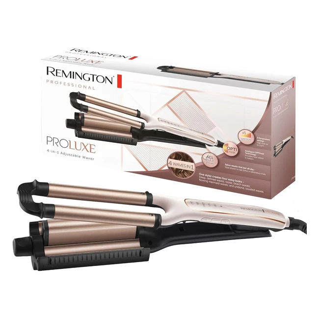 Remington CI91AW ProLuxe 4in1 Waver - Beach Waves, Mermaid Waves, Digital Display, Temperature Control up to 210°C