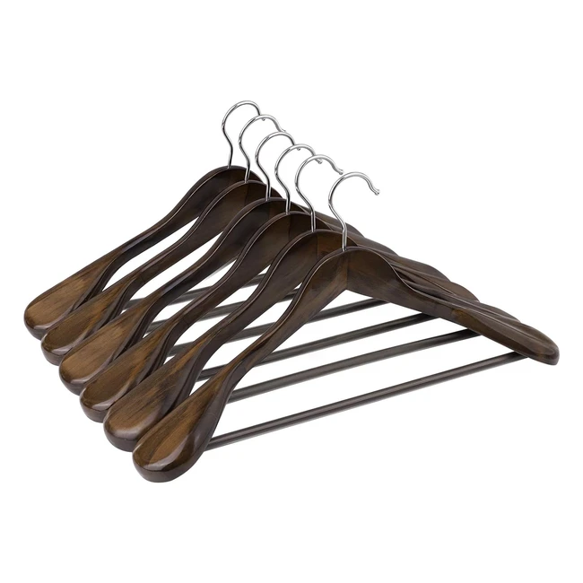Songmics Suit Hangers Solid Wood Set of 6 - Dark Walnut CRSH06V