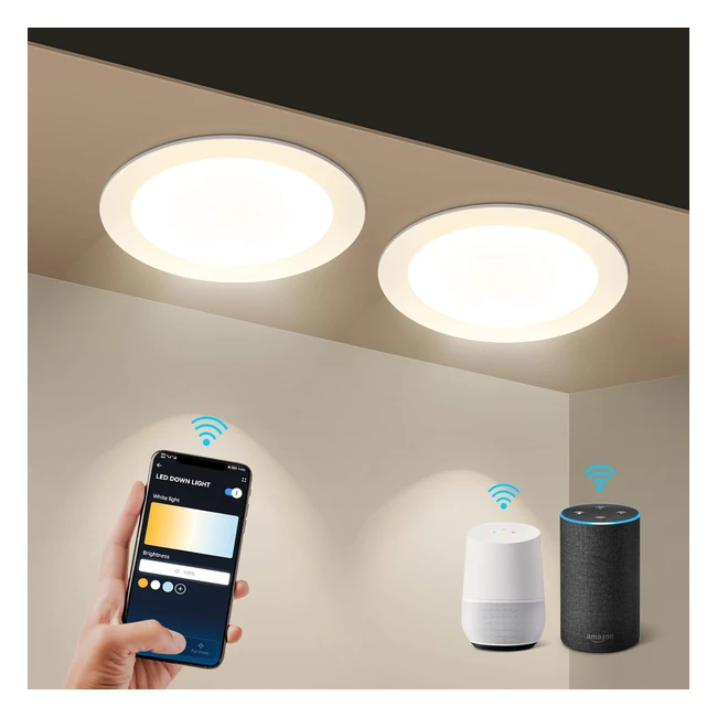 Aigostar 18W LED Downlight Fins Smart LED Alexa Lot de 2 1765lm LED WiFi Encastr