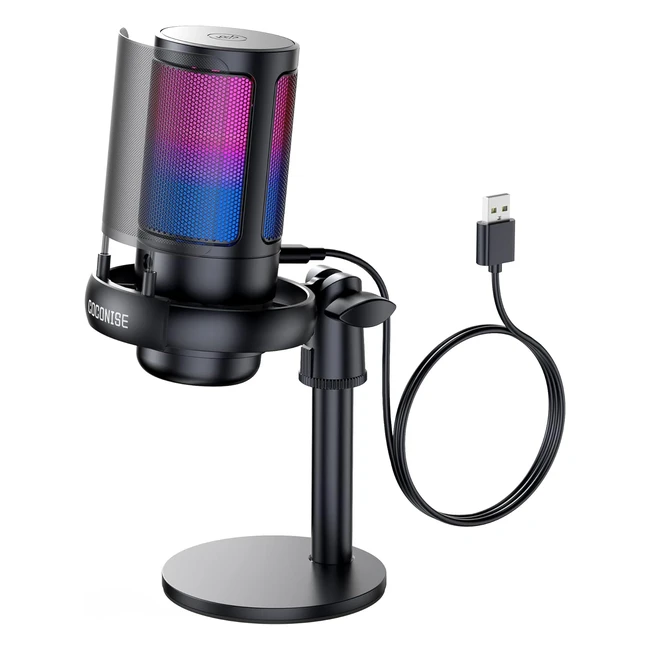 Microfono Gaming RGB Coconise - Modelo: XY123 - Conector para Auriculares - Volumen Ajustable - Filtro Antipop