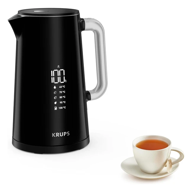 Krups BW8018 SmartN Light Wasserkocher 5 Temperaturstufen Digitalanzeige 30 Min Warmhaltefunktion Auto-Off 1,7 l Kapazität Schwarz