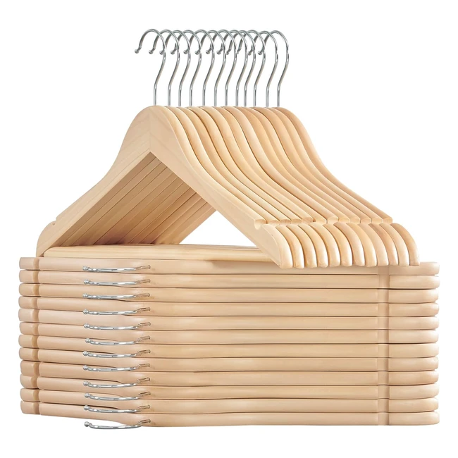 Songmics Wooden Hangers Pack of 24 - Non-Slip Coat Hangers with 360 Swivel Hooks