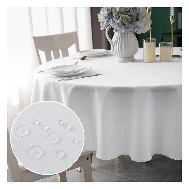 Tovaglia rotonda antimacchia bianco 180cm - Yeahshion 180 - Effetto lino - Prote