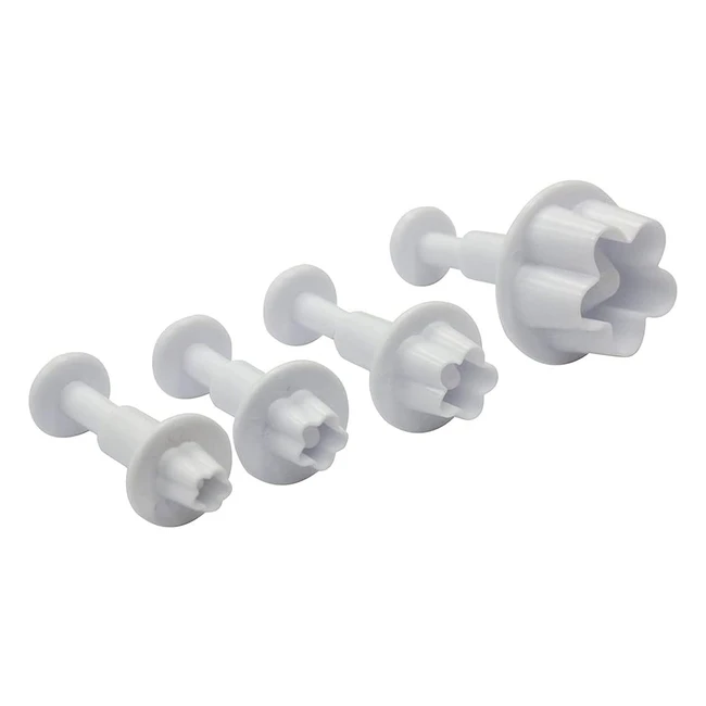 Set de 4 emporte-pièces fleur Zenker 43074 - Poussoir - Pâte à sucre - Plastique blanc 25 mm