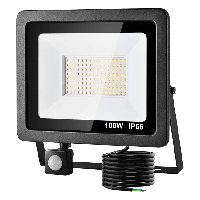 CSYY LED Floodlight 100W with PIR Sensor 8000LM Super Bright Security Lights Out