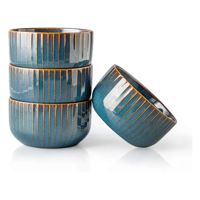 Blue Porcelain Cereal Bowls 500ml - Set of 4 - Microwave  Dishwasher Safe