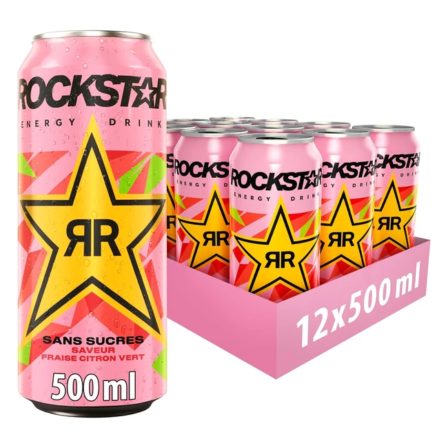 Boisson énergisante Rockstar saveur fraise citron vert lot de 12x50cl