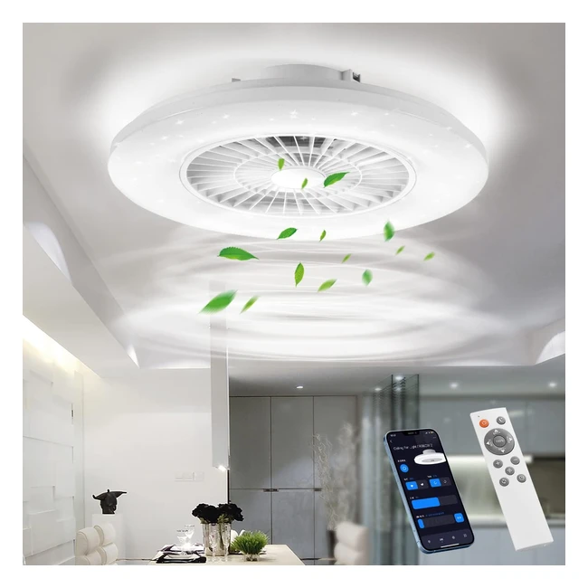 BKZO Smart LED Ceiling Light with Fan 3000-5500K Stepless Dimming 60cm Modern Fa