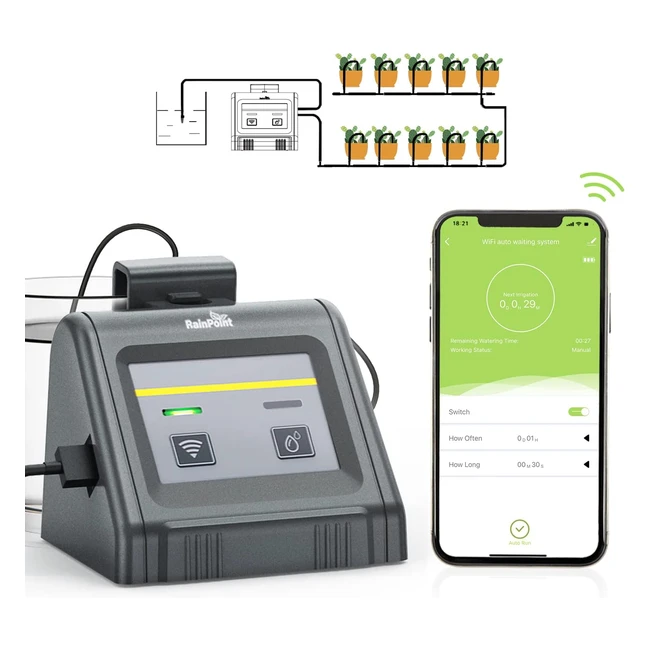 Sistema de riego automático Rainpoint WiFi para plantas de interior - Kit de riego por goteo DIY