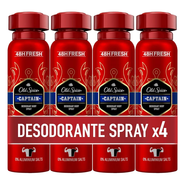 Pack x4 Old Spice Captain Spray Corporal Desodorante Hombres 150ml - Repelente Marcas Blancas