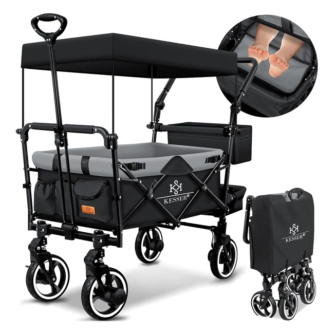 Kesser Bollerwagen faltbar GTS9100 - inkl 2x 3-Punkt-Gurtsystem 360 Vollgumm