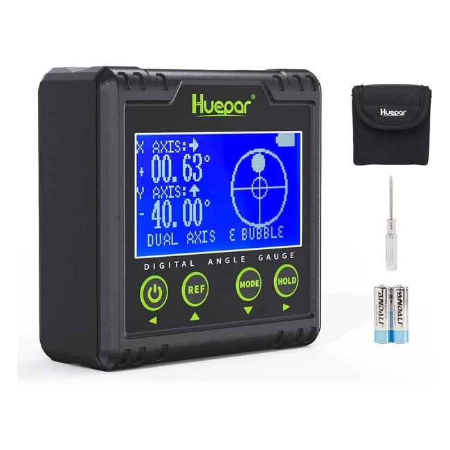Huepar Digital Angle Gauge Protractor Electronic Bubble Level Box 001Resolution 
