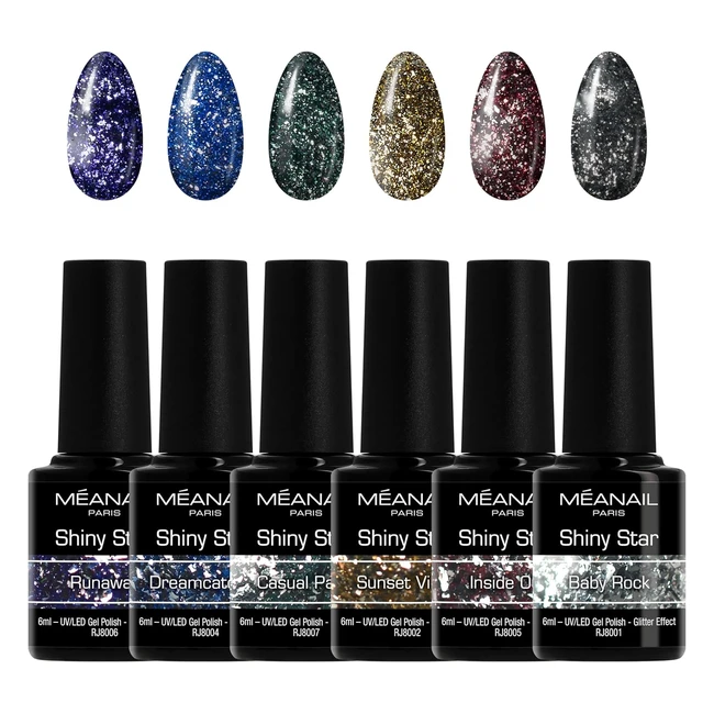 Cofanetto Diamond Shiny Star Smalti Semipermanenti Unghie UV LED 6 Colori Glitte