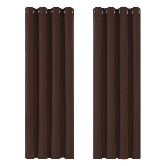 Deconovo Super Soft Thermal Insulated Blackout Curtains - Chocolate - W55 x L69 