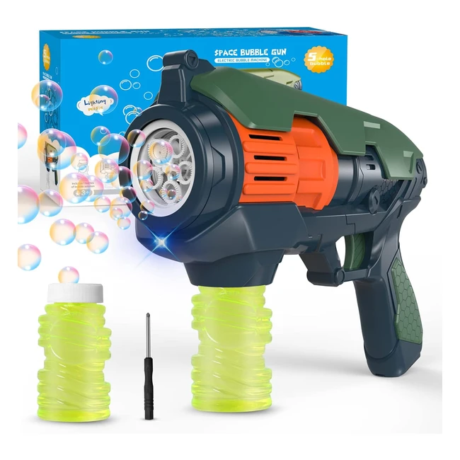 Pistola a Bolle per Bambini Macchina Giocattolo con Luci Musica 5000 Bolle al Mi
