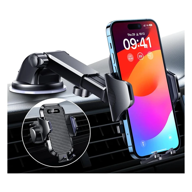 Vanmass Best Car Phone Holder Strongest Suction Upgraded Militarygrade Universal Mobile Mount for iPhone Samsung